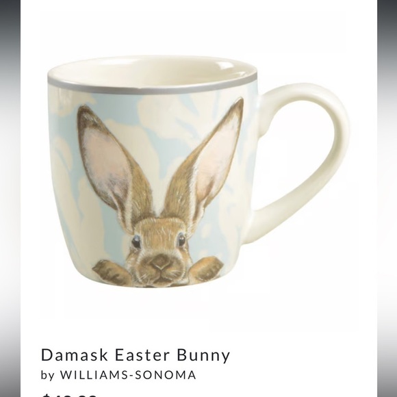 Williams Sonoma Damask Easter Bunny Mug, Set of Four, Discontinued, NWOT - Picture 2 of 12